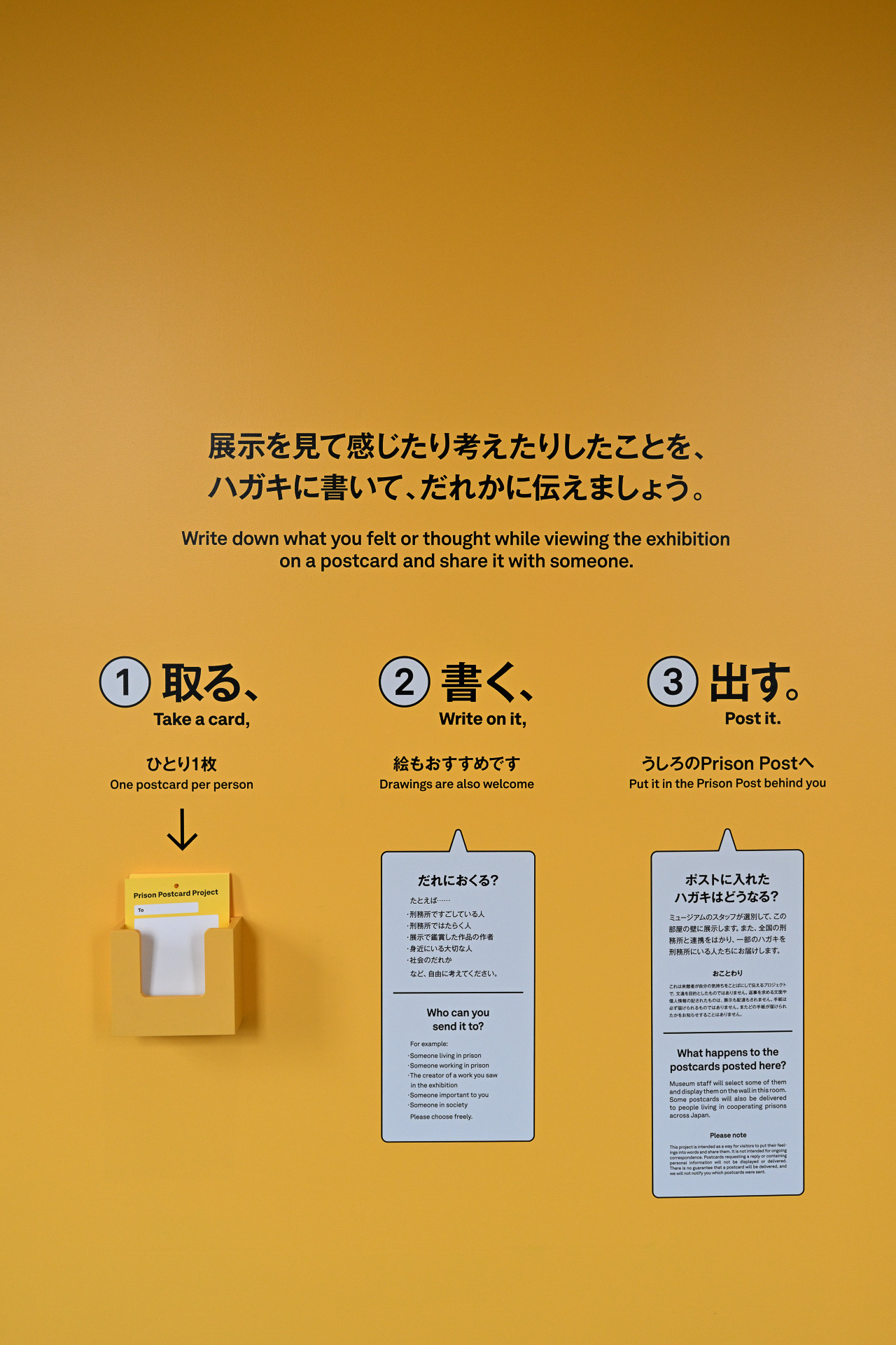 来館者がカードを記して投函できる「プリズン ポストカード プロジェクト」