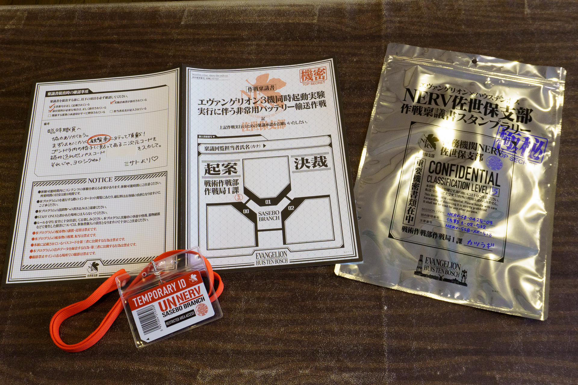 ラリーキットに含まれている作戦稟議書とNERV佐世保支部 臨時職員ID