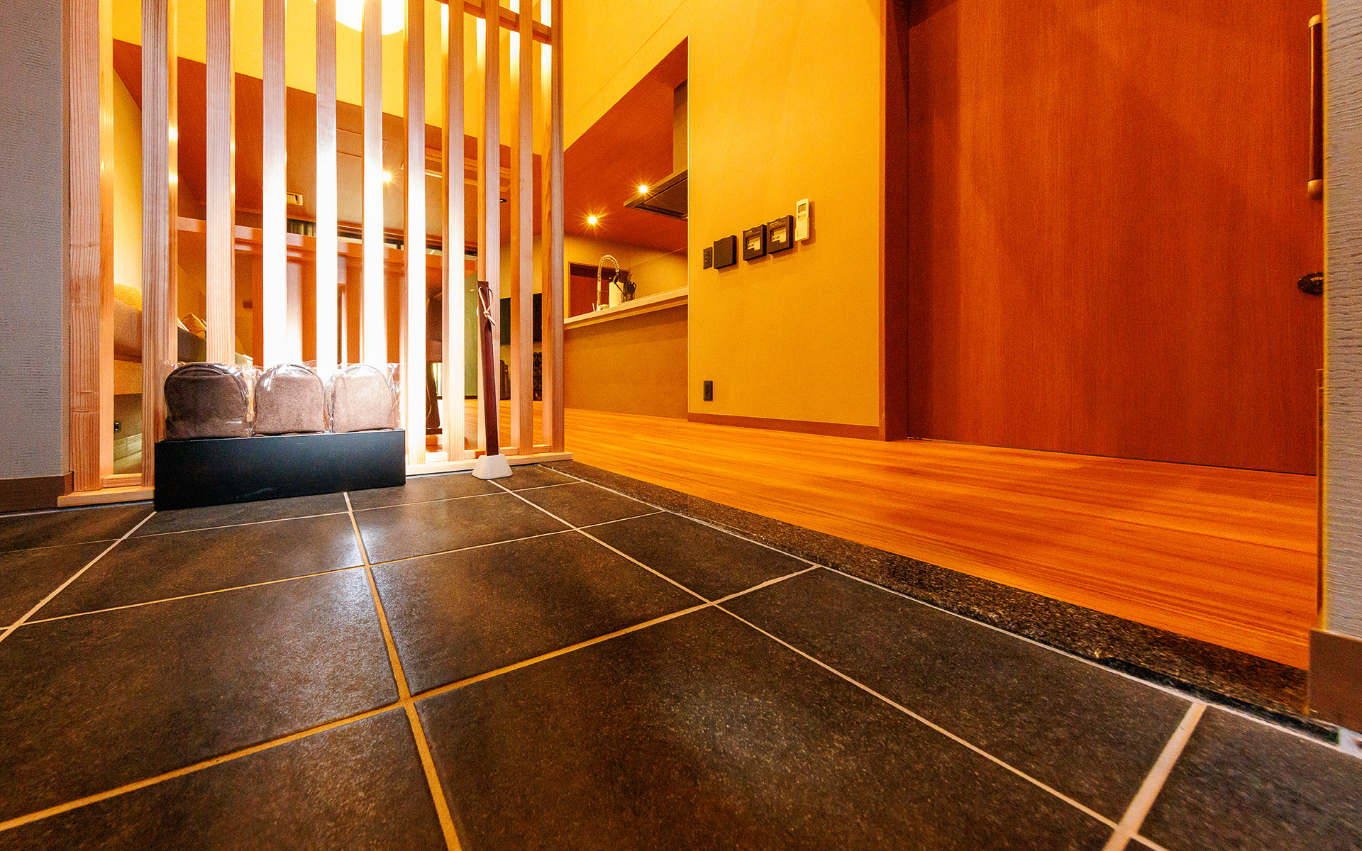 玄関も段差のないバリアフリータイプ