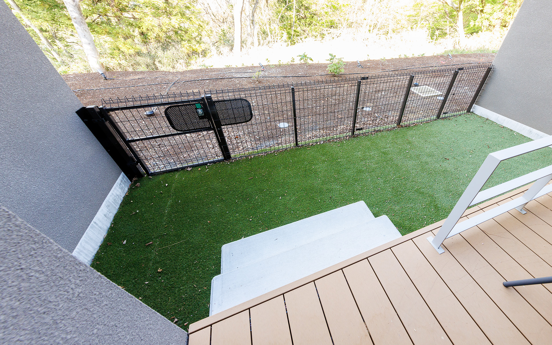 テラス前がドッグランになっている