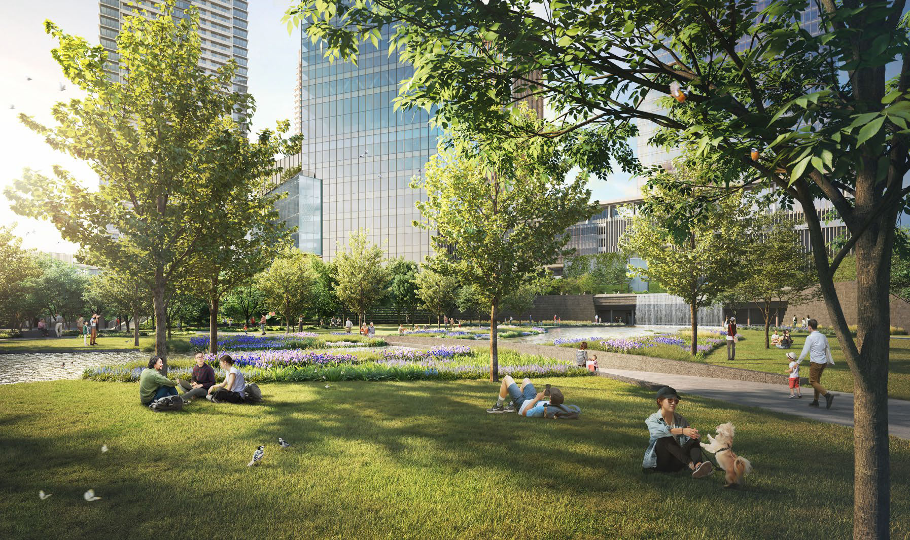 完成すれば、JR大阪駅前の都心に居ながら自然の四季を感じられるランドスケープに