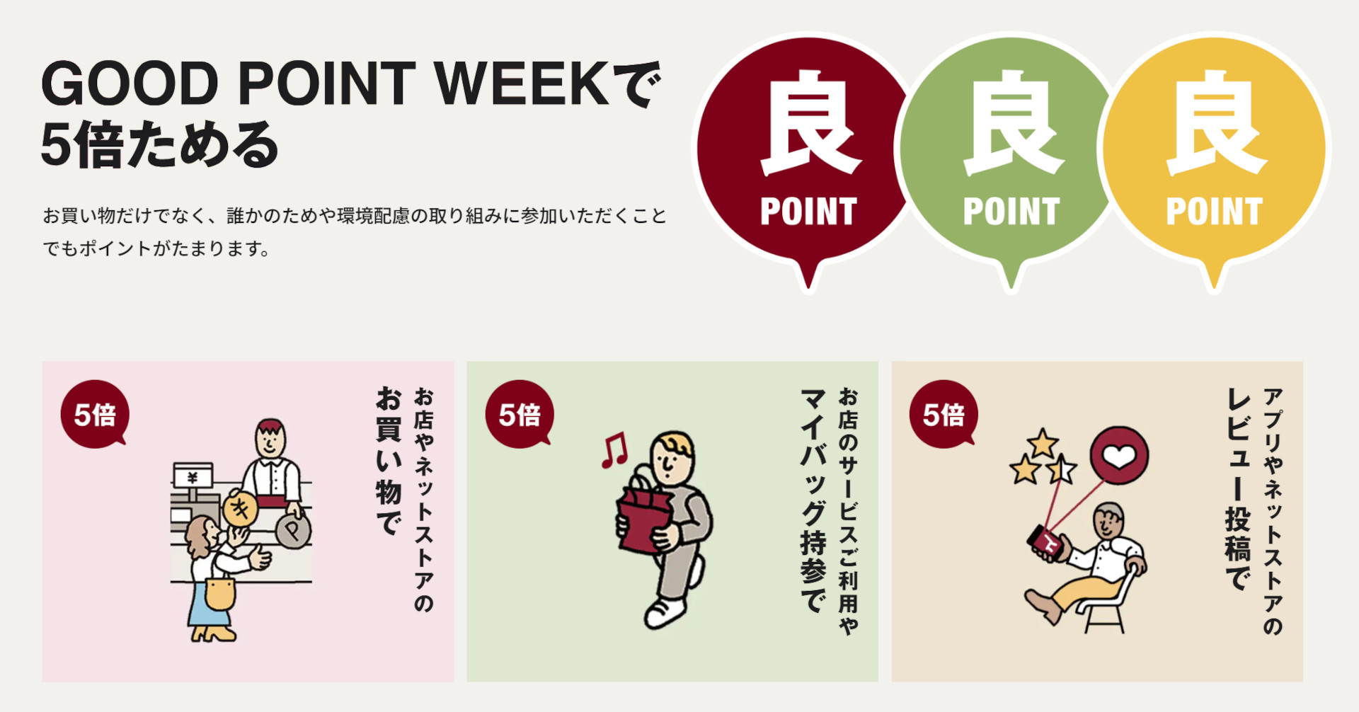 ポイントがたまるサービス・取り組みの例