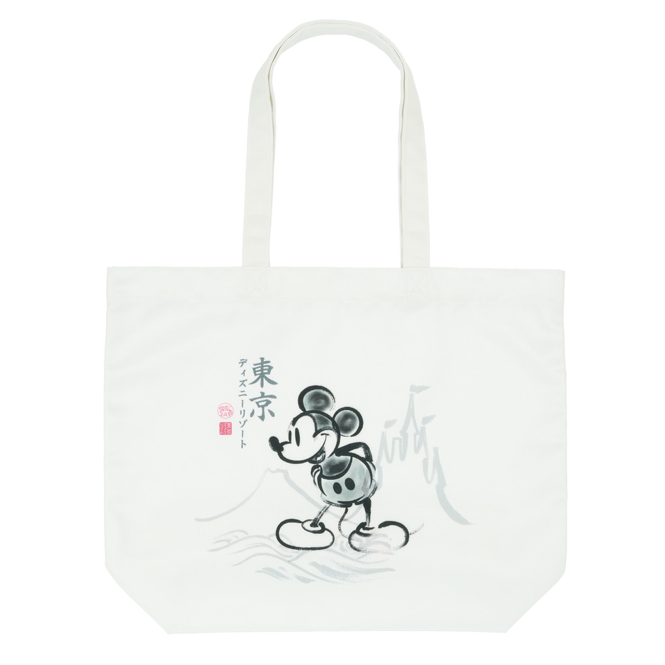 赤富士に和装ミッキーをデザイン。浮世絵・水墨画タッチのトートバッグ