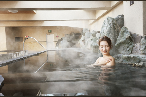 美肌効果があるとされる天然温泉「黒湯」