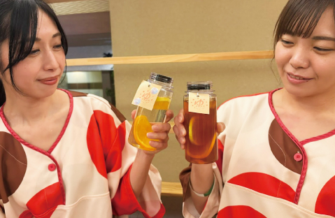 湯上がりのデトックスウォーターも販売