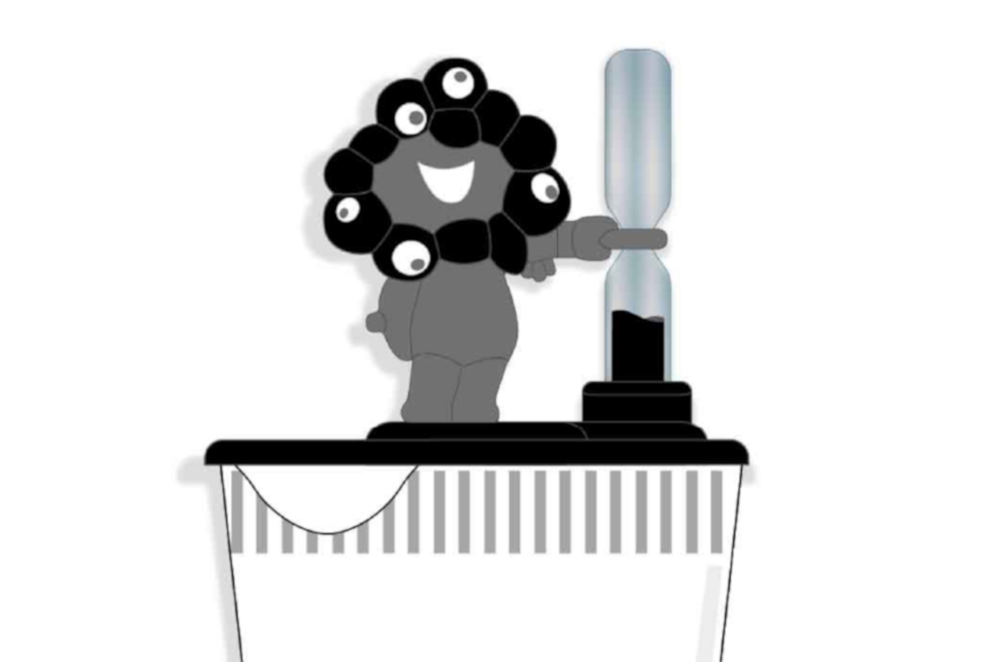 黒ミャクミャクの「砂時計付きカップ麺ストッパー」が4月下旬に発売