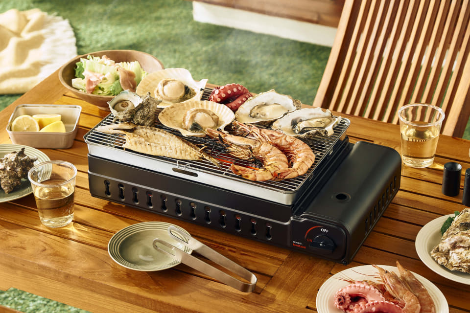イワタニ、焼き面が広い卓上カセットコンロ「ワイドBBQグリル