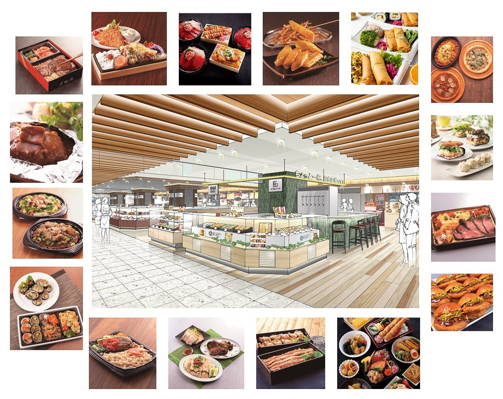 実際の店舗のイメージと各店の商品の数々（画像提供：近鉄百貨店）