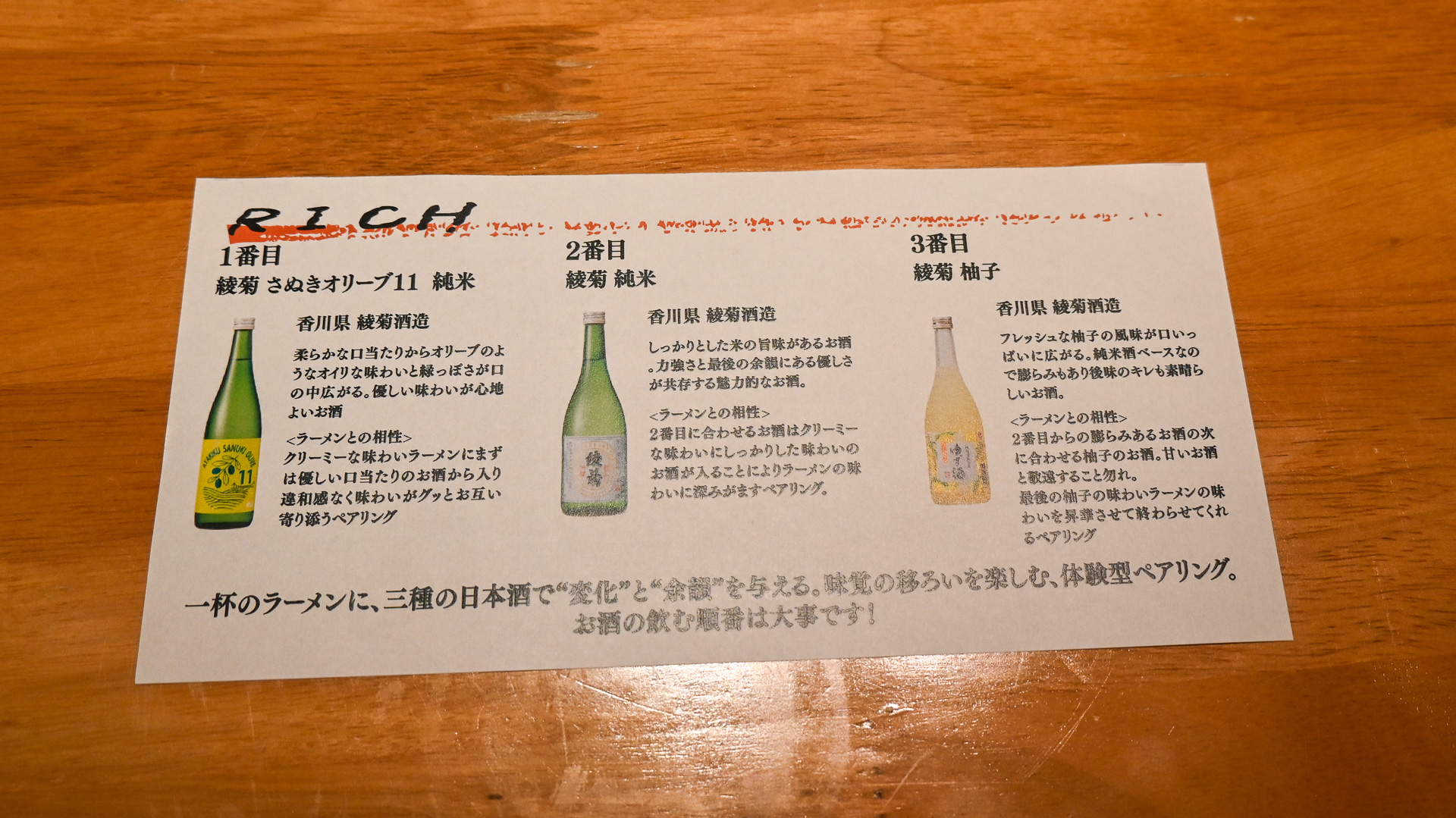 ラーメンとの相性や、楽しみ方も公表されている