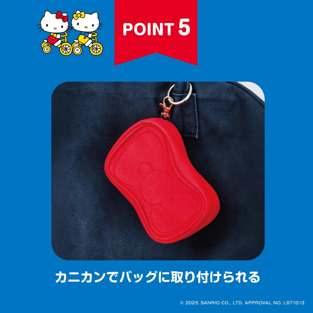 レトロポップなキティ＆ミミィのエコバッグ。ゴムでたたんでリボンポーチに収納できる