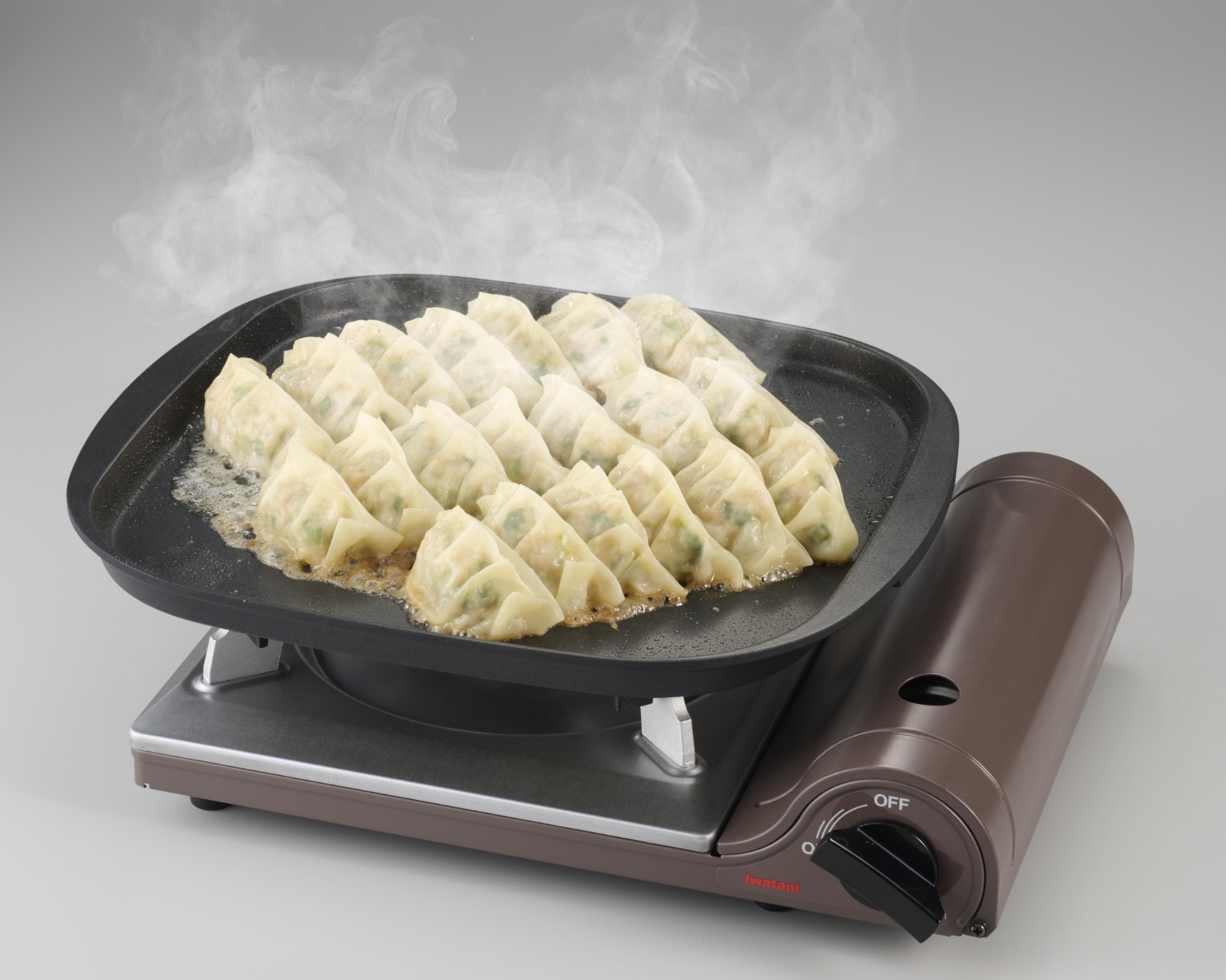 蓋と鉄板焼プレートがセットになった「蓋付き焼き餃子プレート」