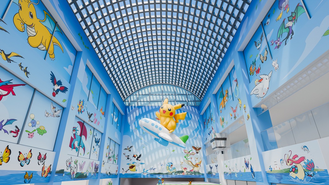 世界初のポケモン空港が能登に誕生。画像は2階吹き抜け部分のイメージ