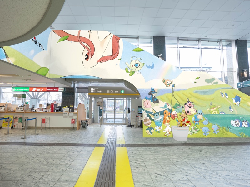 1階ロビーの復興応援アート「あかるいみらい」