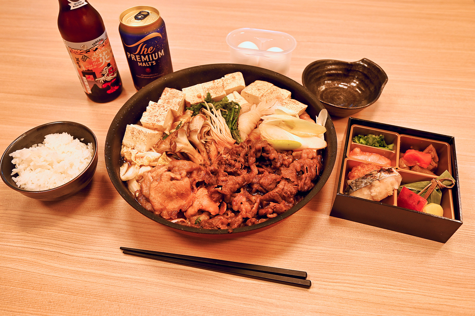本格的なすき焼きの夕食で大満足