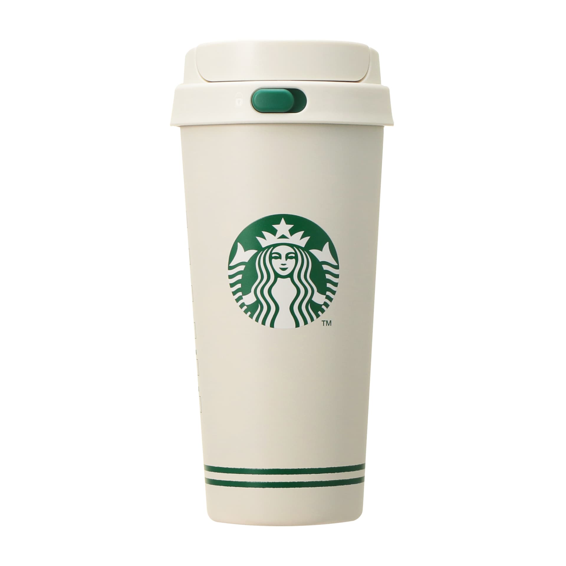 スタバカラーのロック機能付きステンレスボトルとドリンクチケットをセットにした、30周年限定「STARBUCKS My First Bottle Set（ドリンクチケット3枚付）」（6000円）