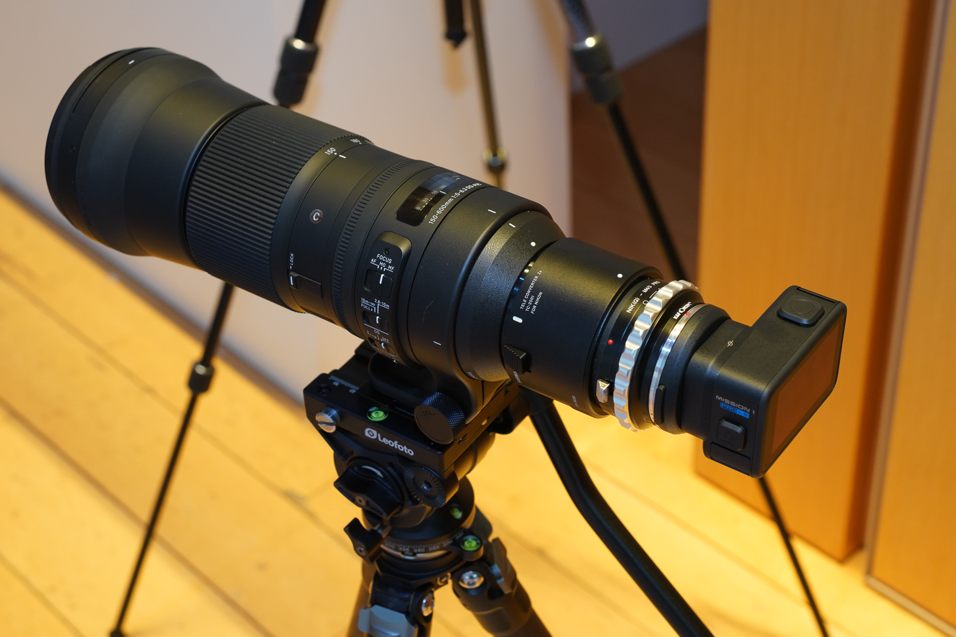 望遠レンズのデモ。レンズはニコンFマウントのSIGMA 150-600mm F5-6.3 DG OS HSM Contemporary。絞りは開放のままになるが、レンズ側スイッチをMFに切り替えることでピントのみは合わせることができる