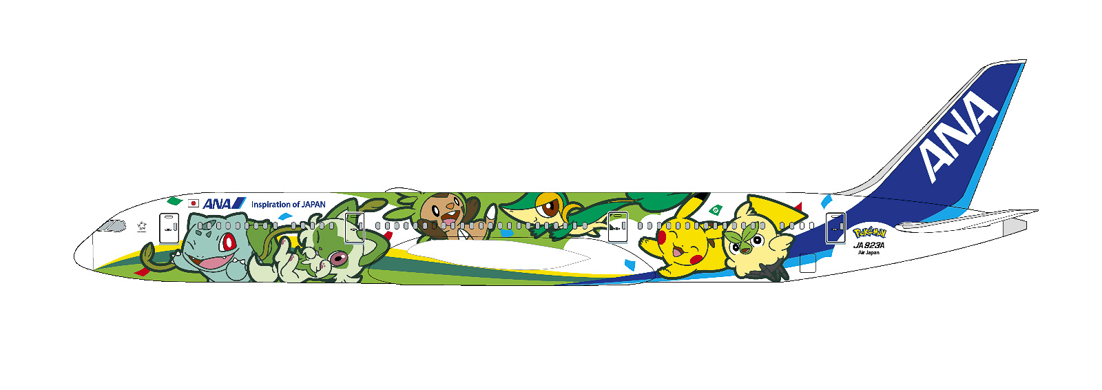 ポケモンジェット 緑（国際線ボーイング 787-9型機）
