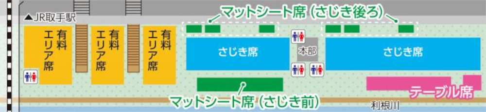有料エリアと有料席の配置