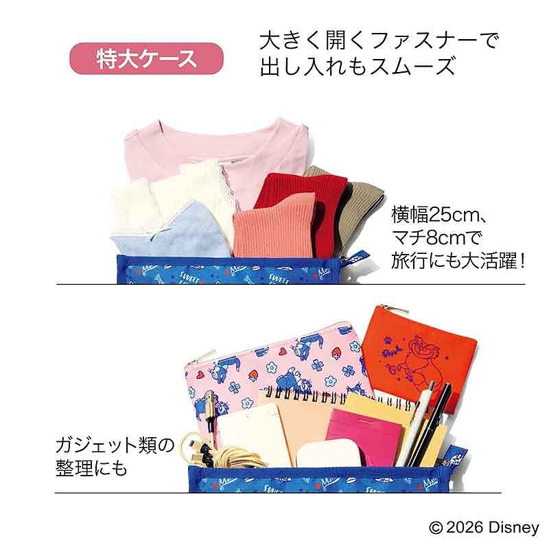 特大ケースは約25×8×18cm。着替えやガジェット収納に