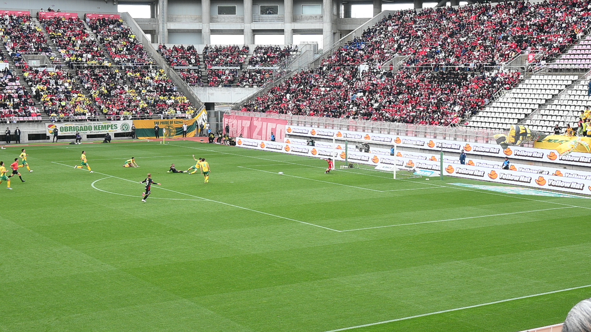 エウベル選手のシュートが見事に決まった