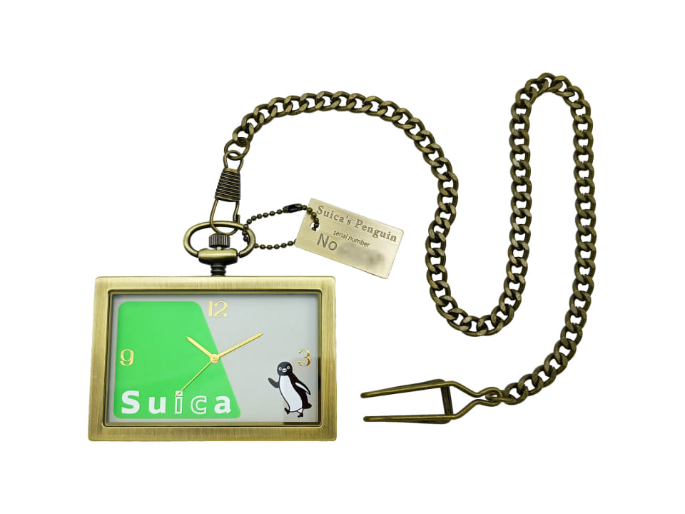 ICOCA10周年シリアルナンバーいり、懐中時計 Suicaのペンギン」懐中時計シリアルナンバープレート付き。25周年と