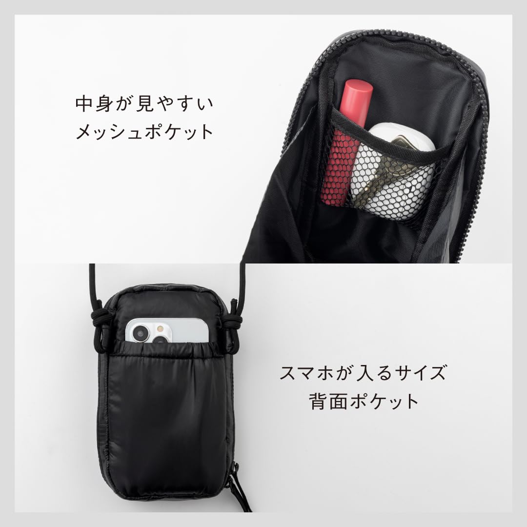お財布機能も備えた「CITEN」スマホショルダーバッグ。メイン収納スペースはガバッと大きく開き、小銭入れやカード入れ、メッシュポケット付き