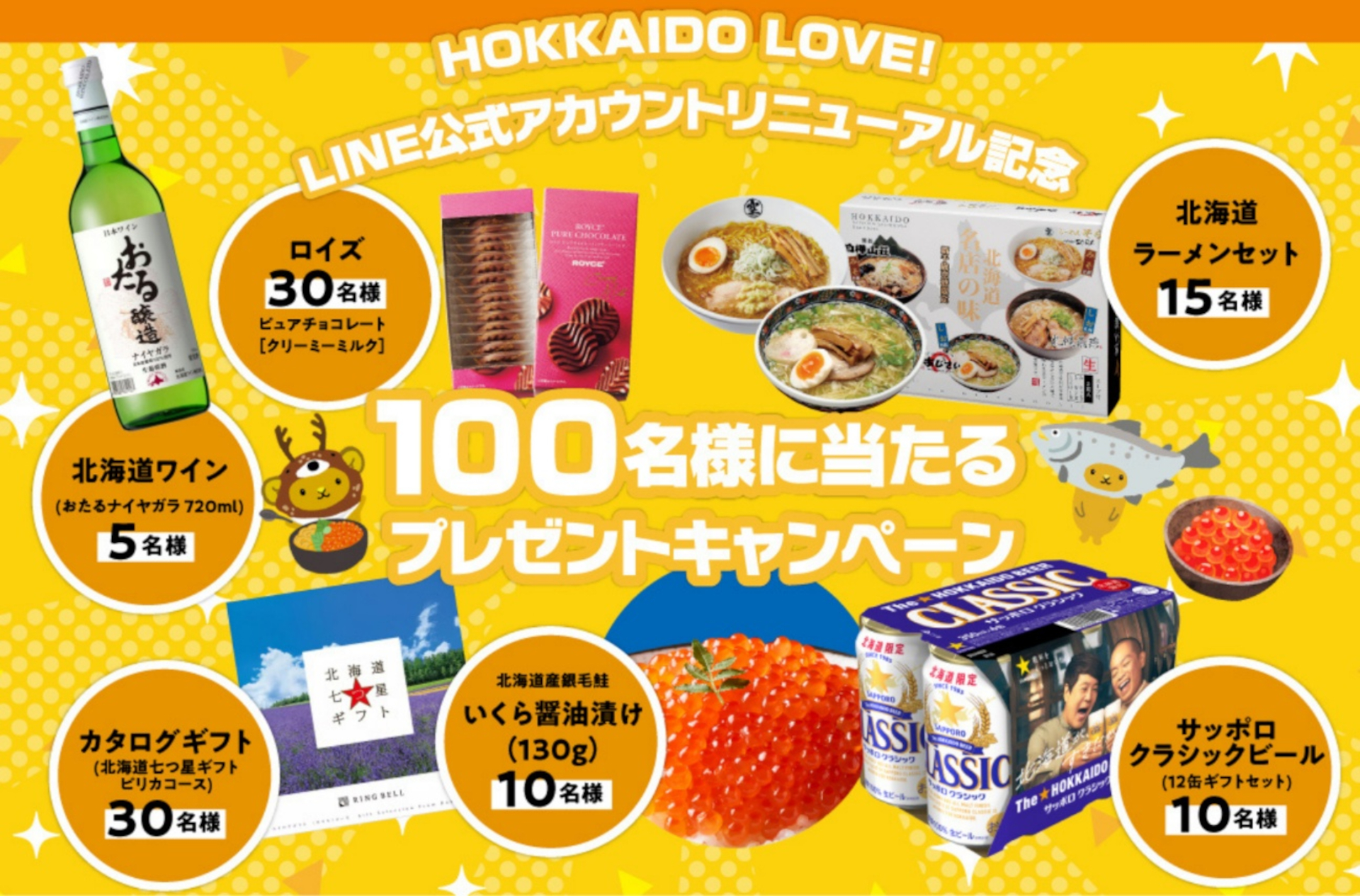 北海道の特産品が抽選100名に当たるキャンペーン実施中