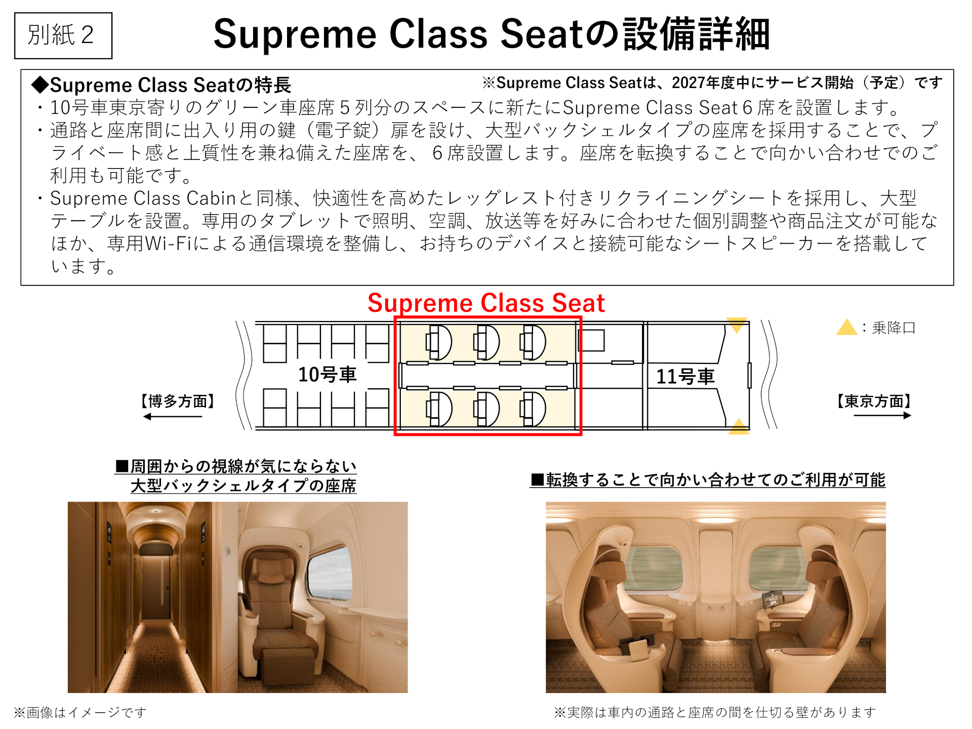 Supreme Class Seatの設備詳細