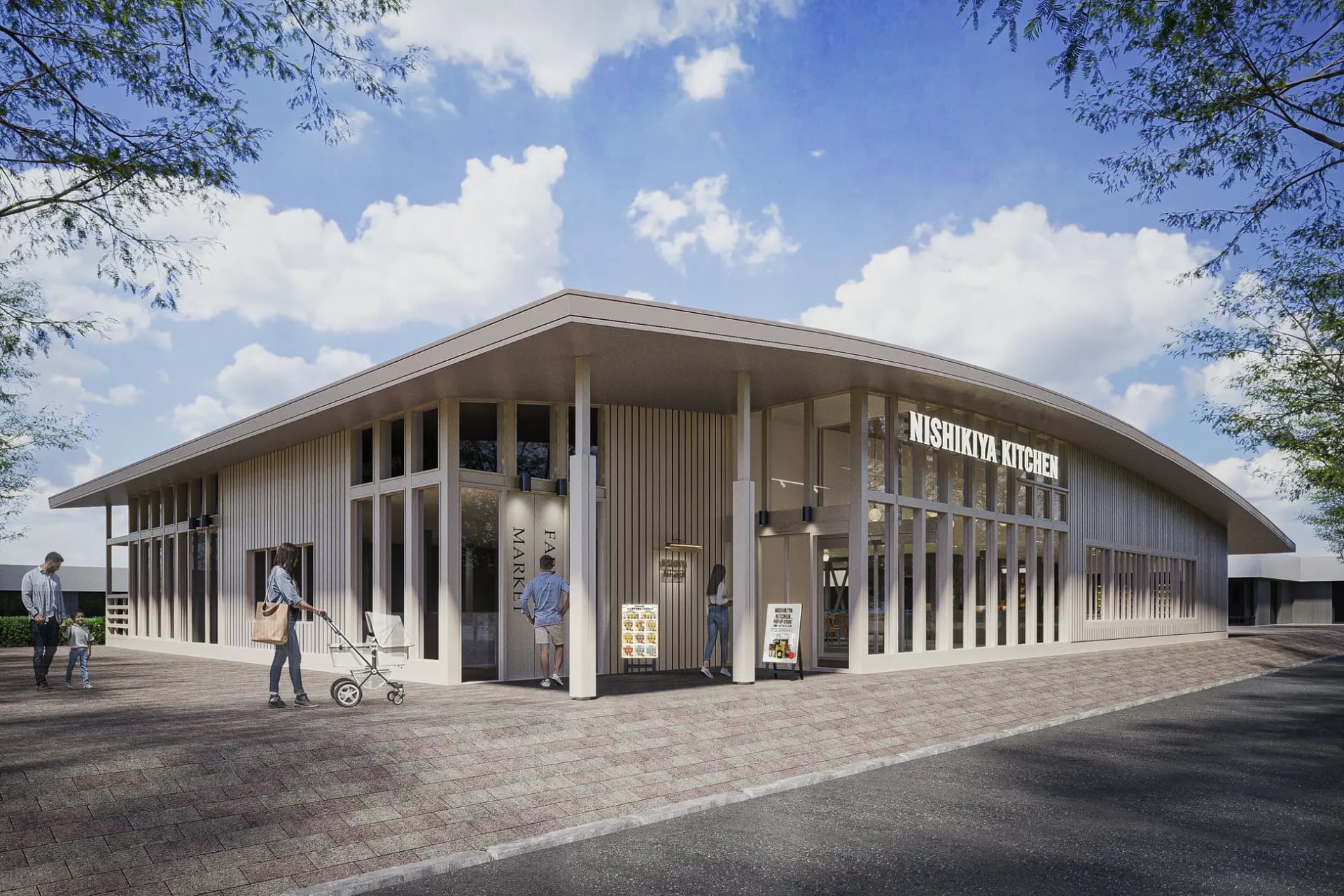 岩沼・にしき食品による「NISHIKIYA KITCHEN＆CAFÉ」。新鮮食材の産直市場も隣接