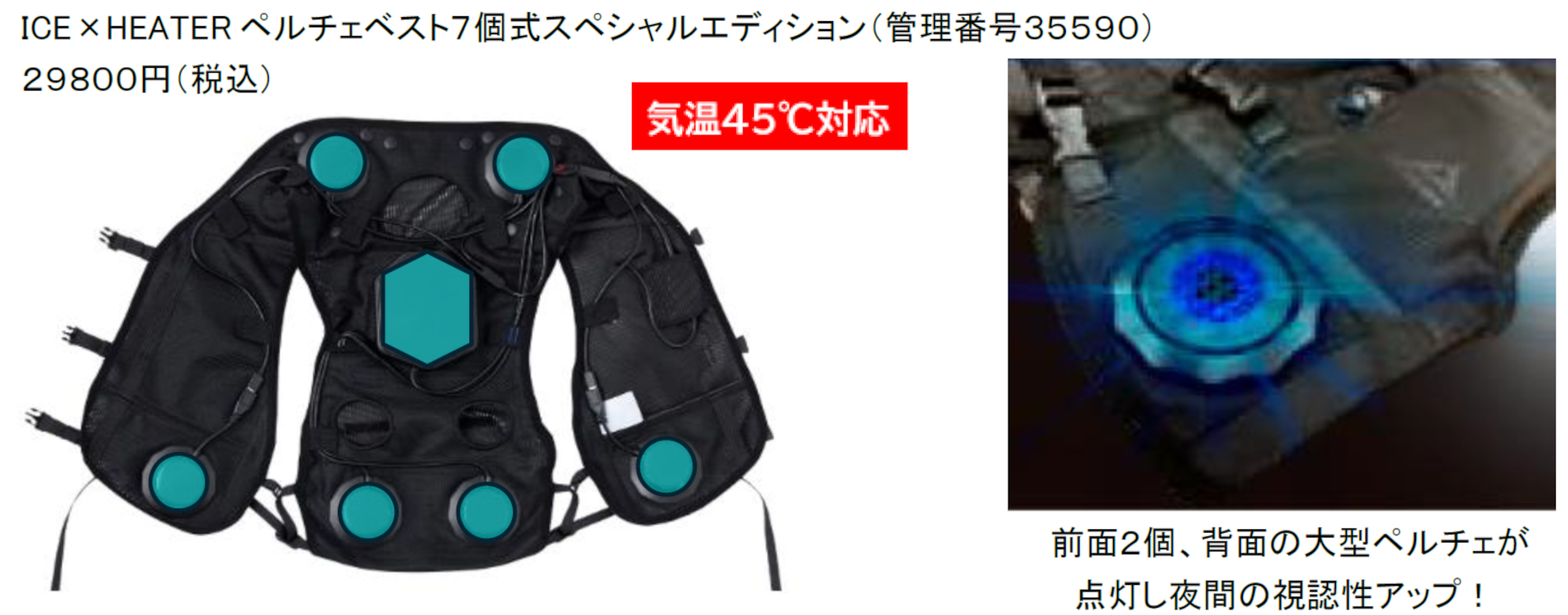 首元を含む合計7か所に冷却プレートを備えた上位モデル「7個式スペシャルエディション」（2万9800円）
