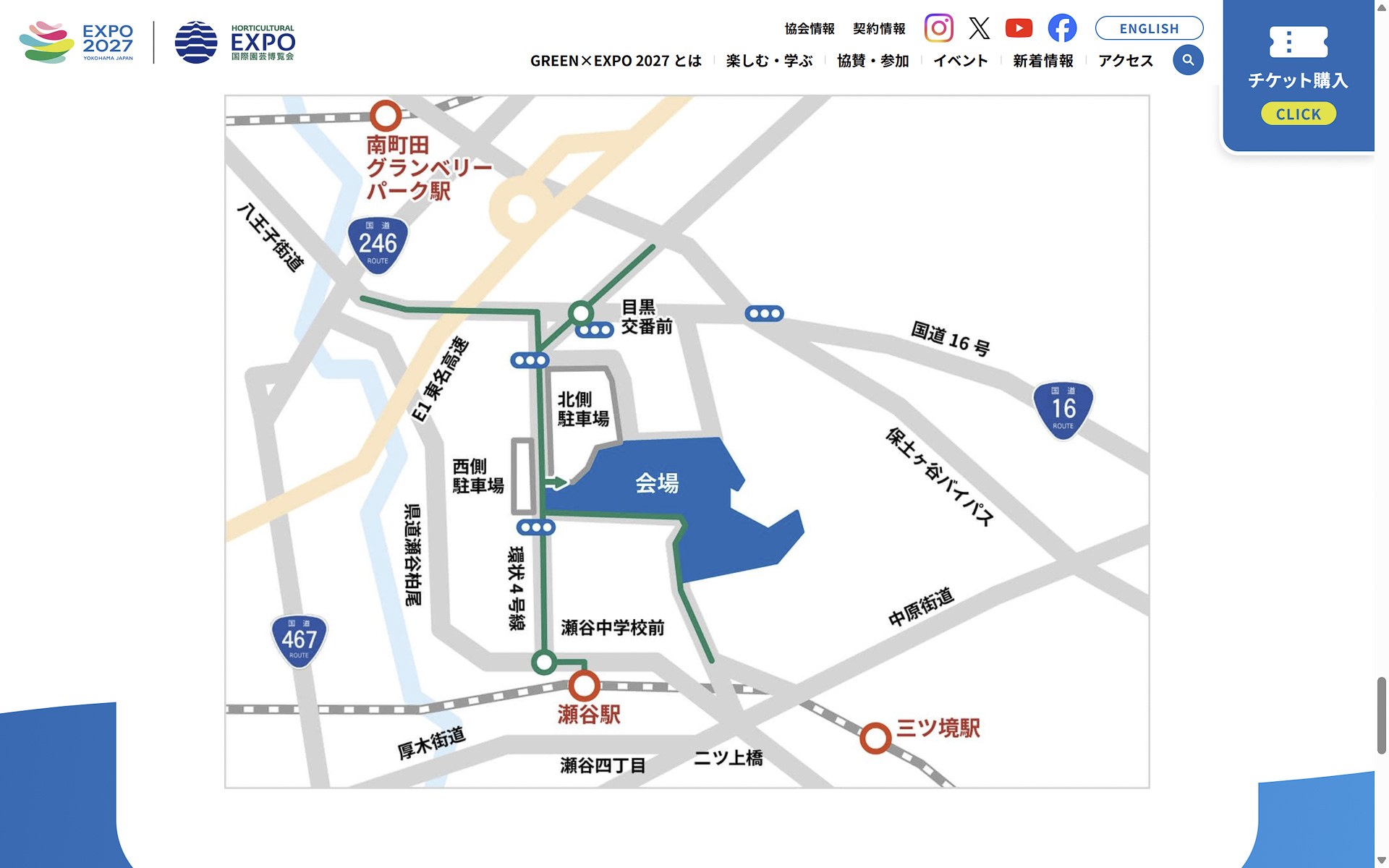 GREEN×EXPO 2027会場マップ。今回のFLOWER Fes 2026 FINALは、この北側駐車場の南端あたりで行なわれた