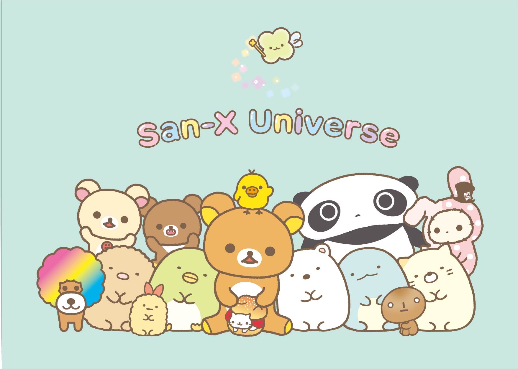 サンエックスユニバースのキャラクターたちがエリアのあちこちに登場する