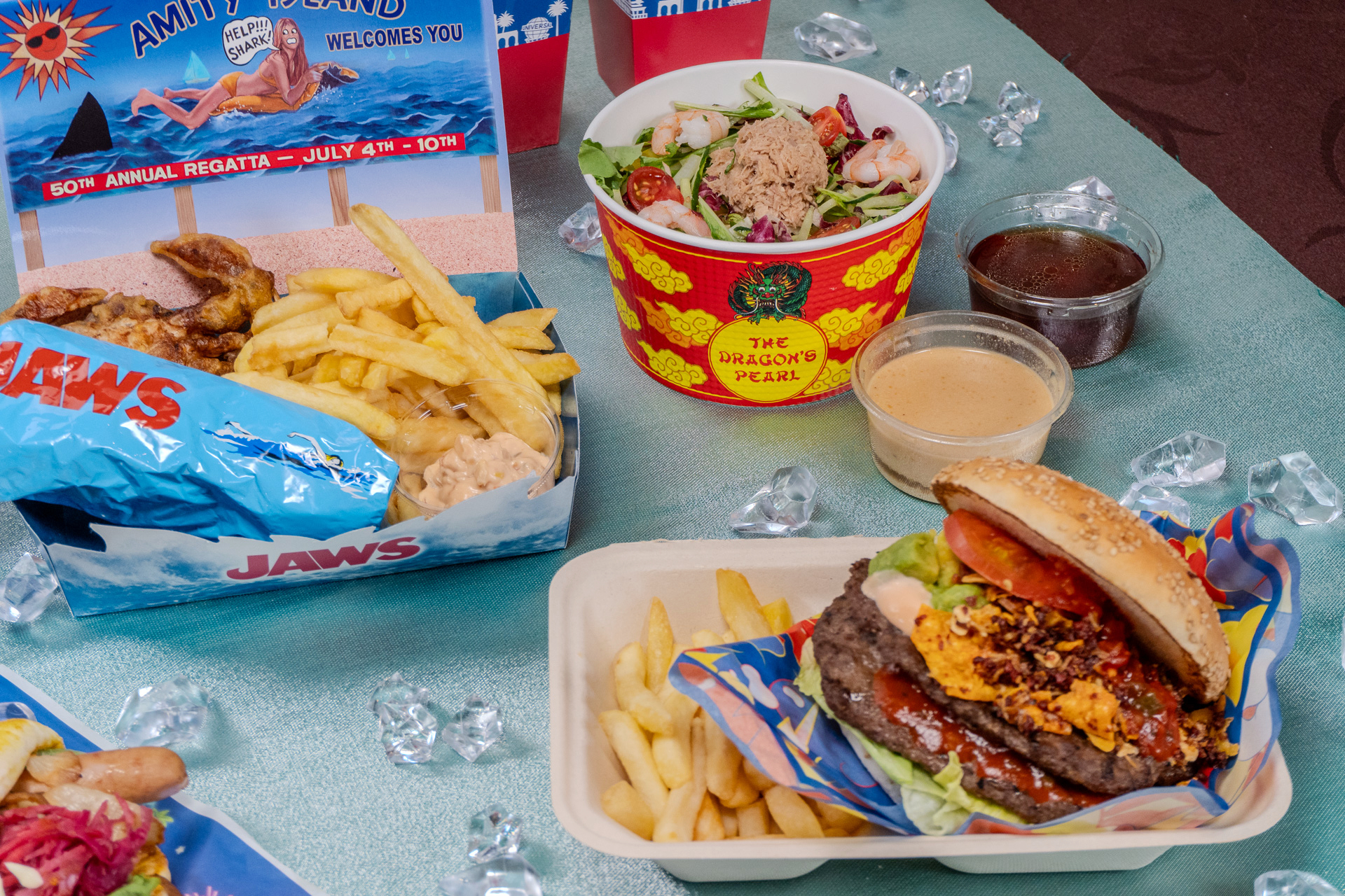「クランチ・タコスバーガーセット」はパティ2倍、「エビとツナのサラダ冷麺」は麺2倍、「スパイシーシュリンプ・ブリトーセット」はポテト2倍、「ポップコーン」は1カップ増量！