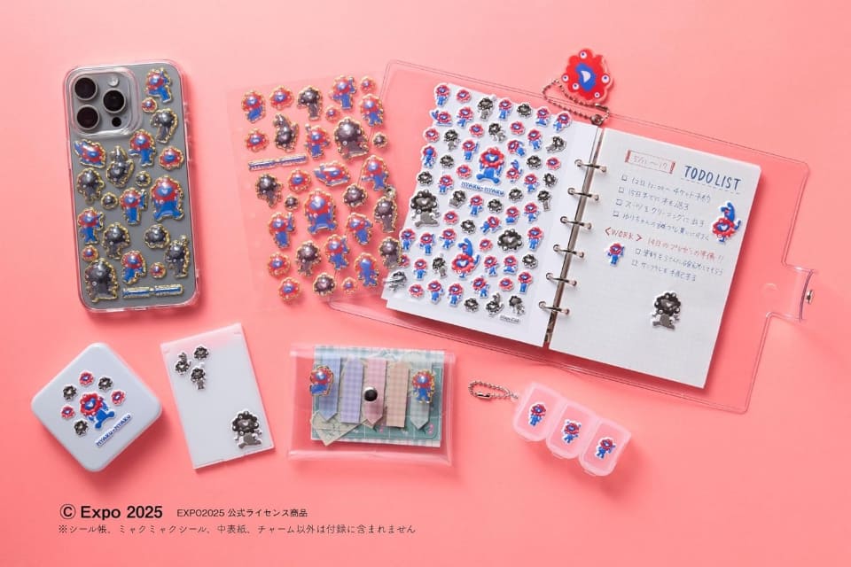 本日発売「ミャクミャク シール帳BOOK」。金フチぷっくり＆マシュマロ