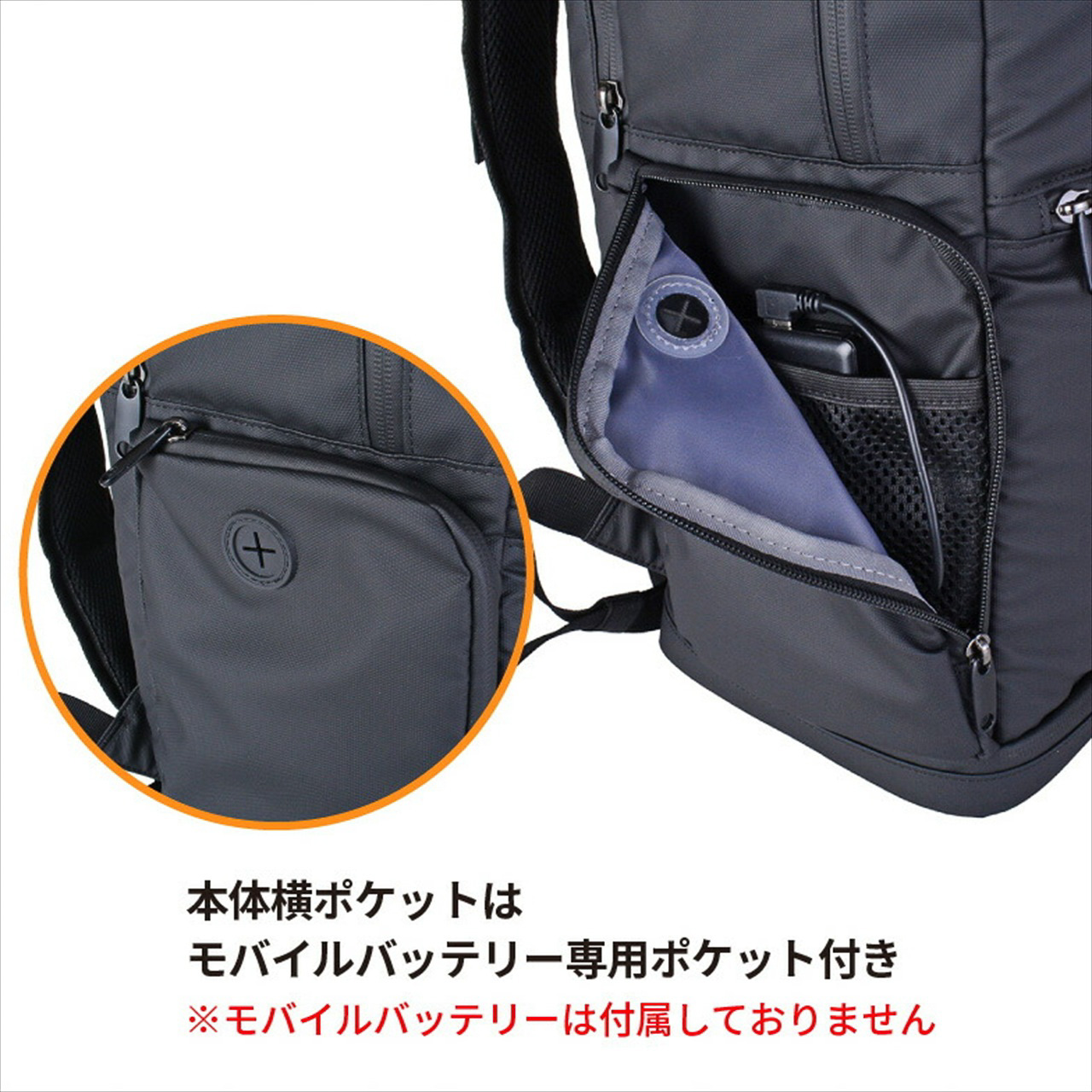 ファンの駆動は別売りのモバイルバッテリーで行なう（専用ポケット搭載）