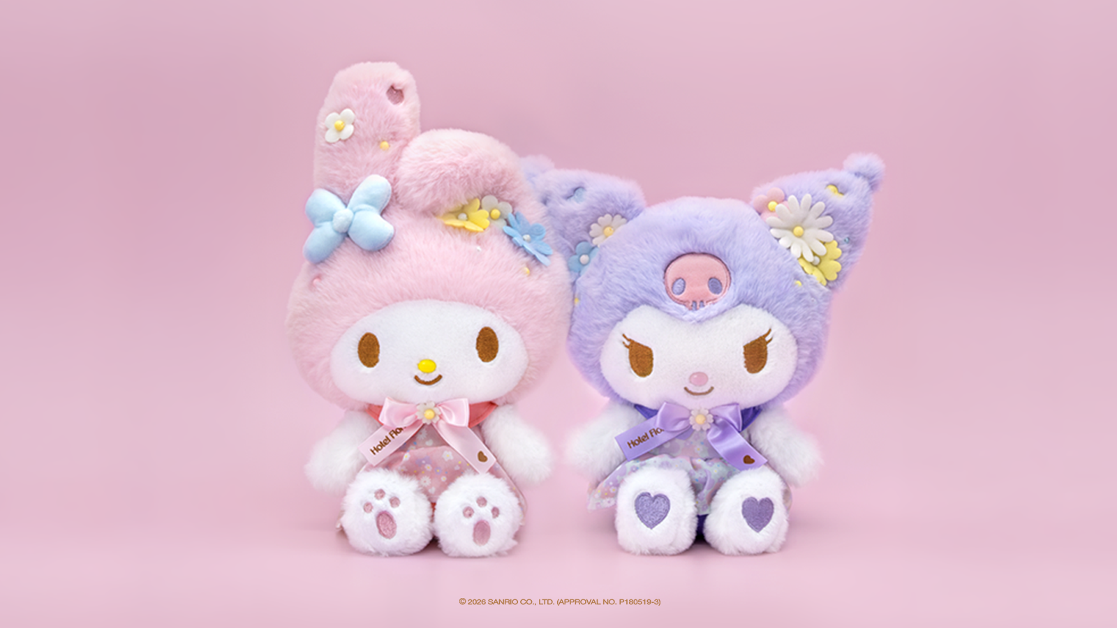 Hotel Floria Plush My Melody / Kuromi (5,940 yen each)