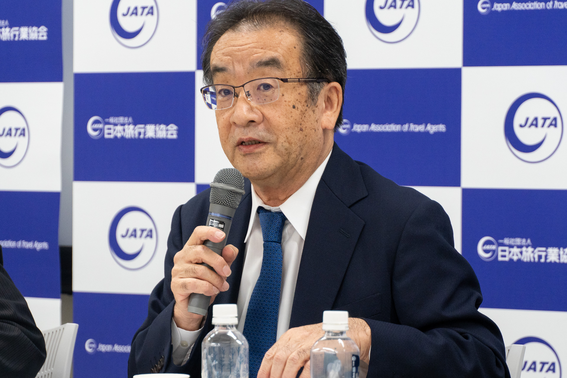 海外旅行について説明した一般社団法人日本旅行業協会 副会長 酒井淳氏（株式会社阪急交通社 代表取締役会長）