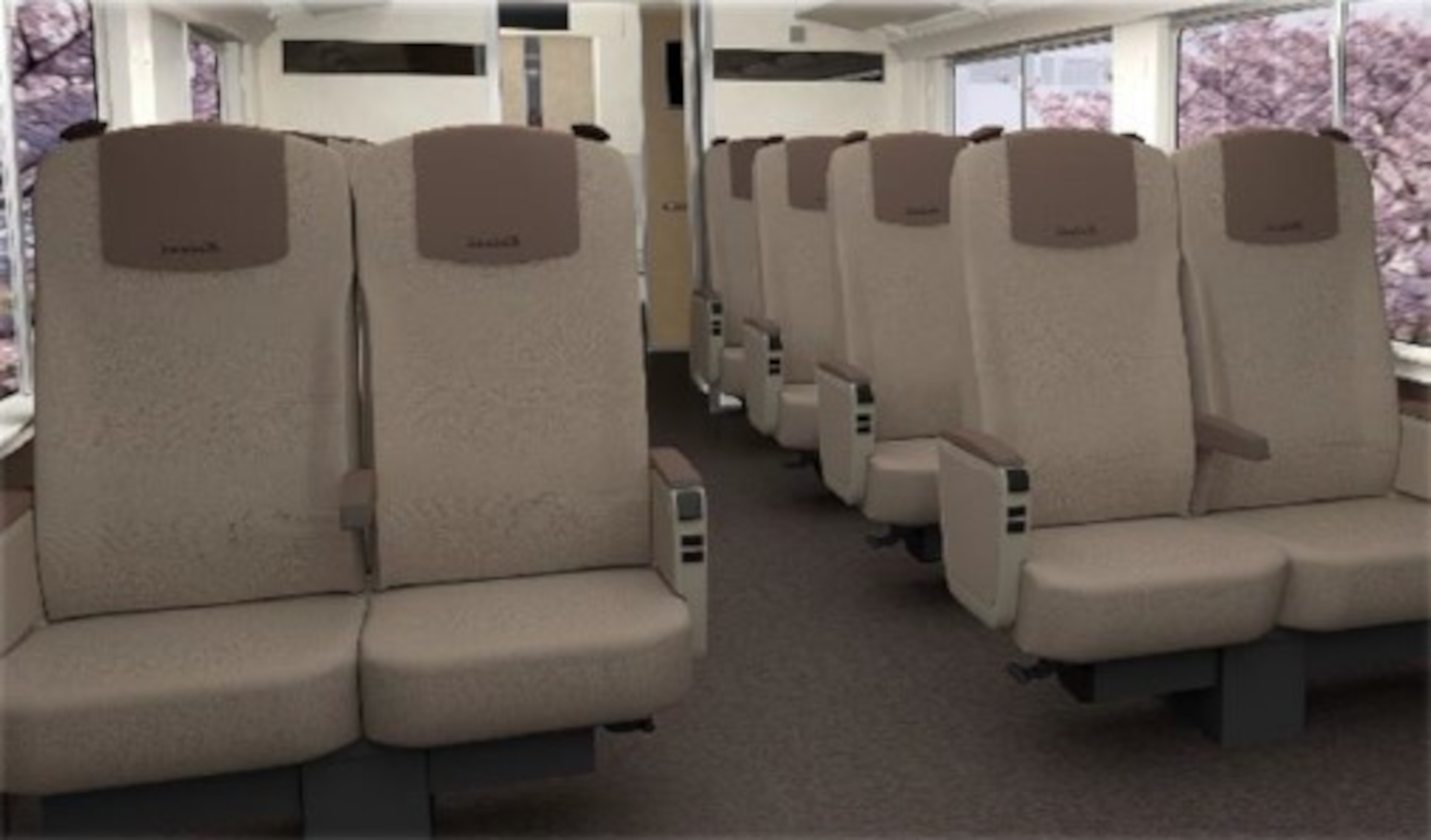 新型特急の一般車イメージ。全座席にコンセントとUSBポート Type-Cを完備