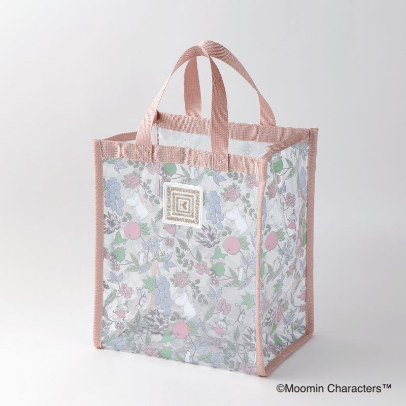 ムーミンクリアバッグ（フルーツガーデンピンク/ピクニックミント）。各2750円、サイズ約20×15×26cm（幅×奥行×高さ）