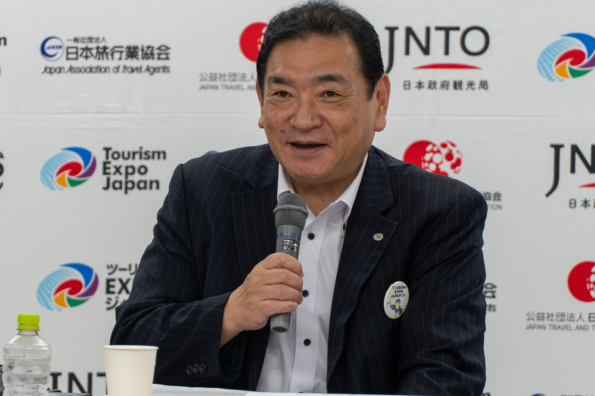 会場の見どころを説明した公益社団法人日本観光振興協会 理事長 最明仁氏
