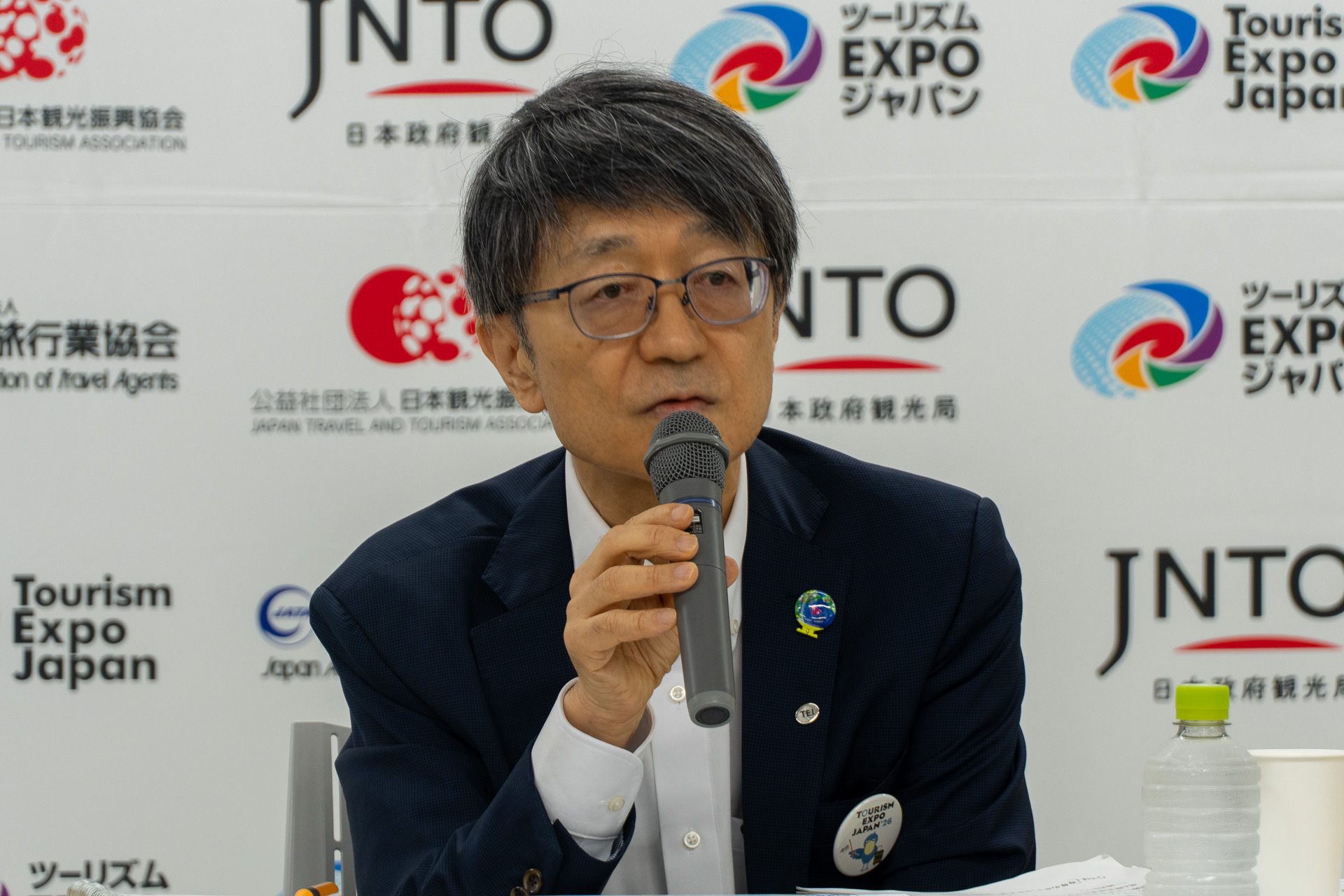 「VISIT JAPANトラベル＆MICEマート2026」について説明した日本政府観光局 理事長 蒲生篤実氏
