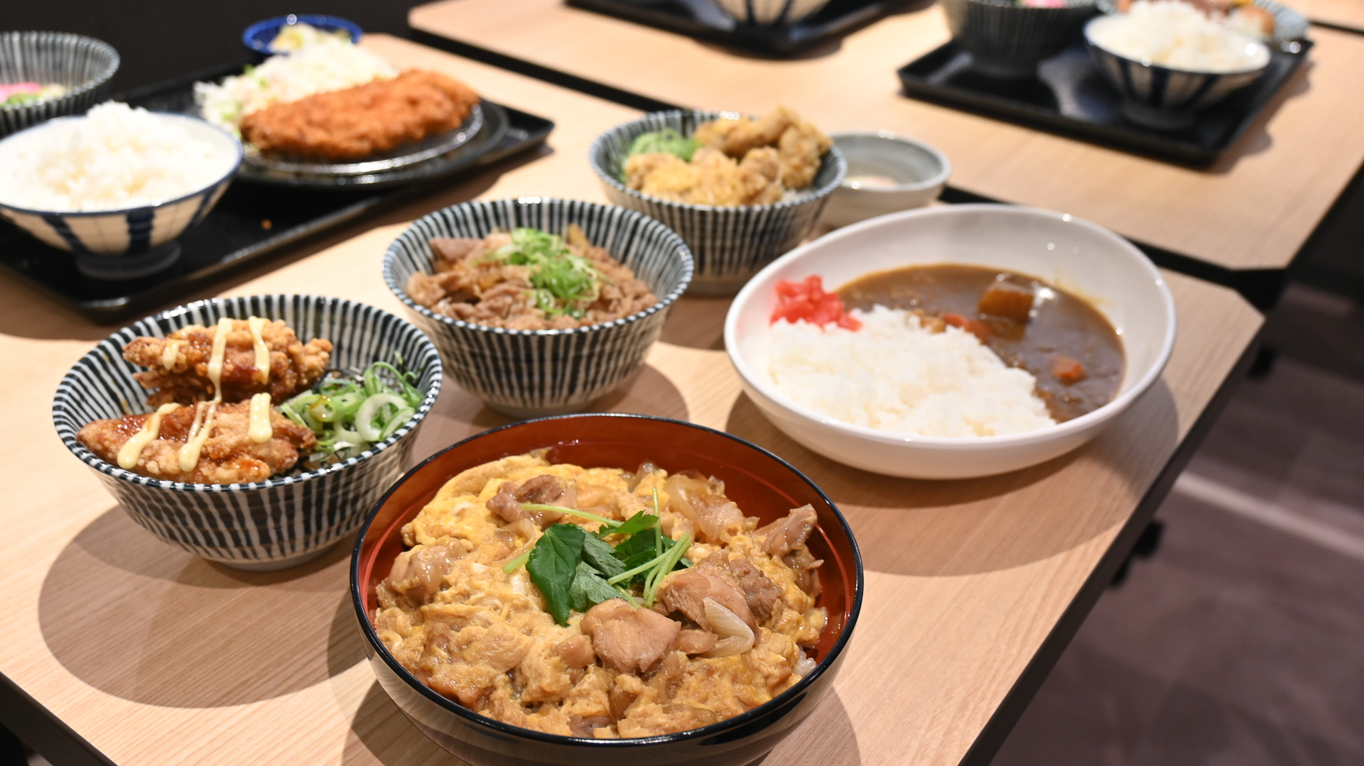 親子丼・唐揚げ丼などの丼メニューも豊富