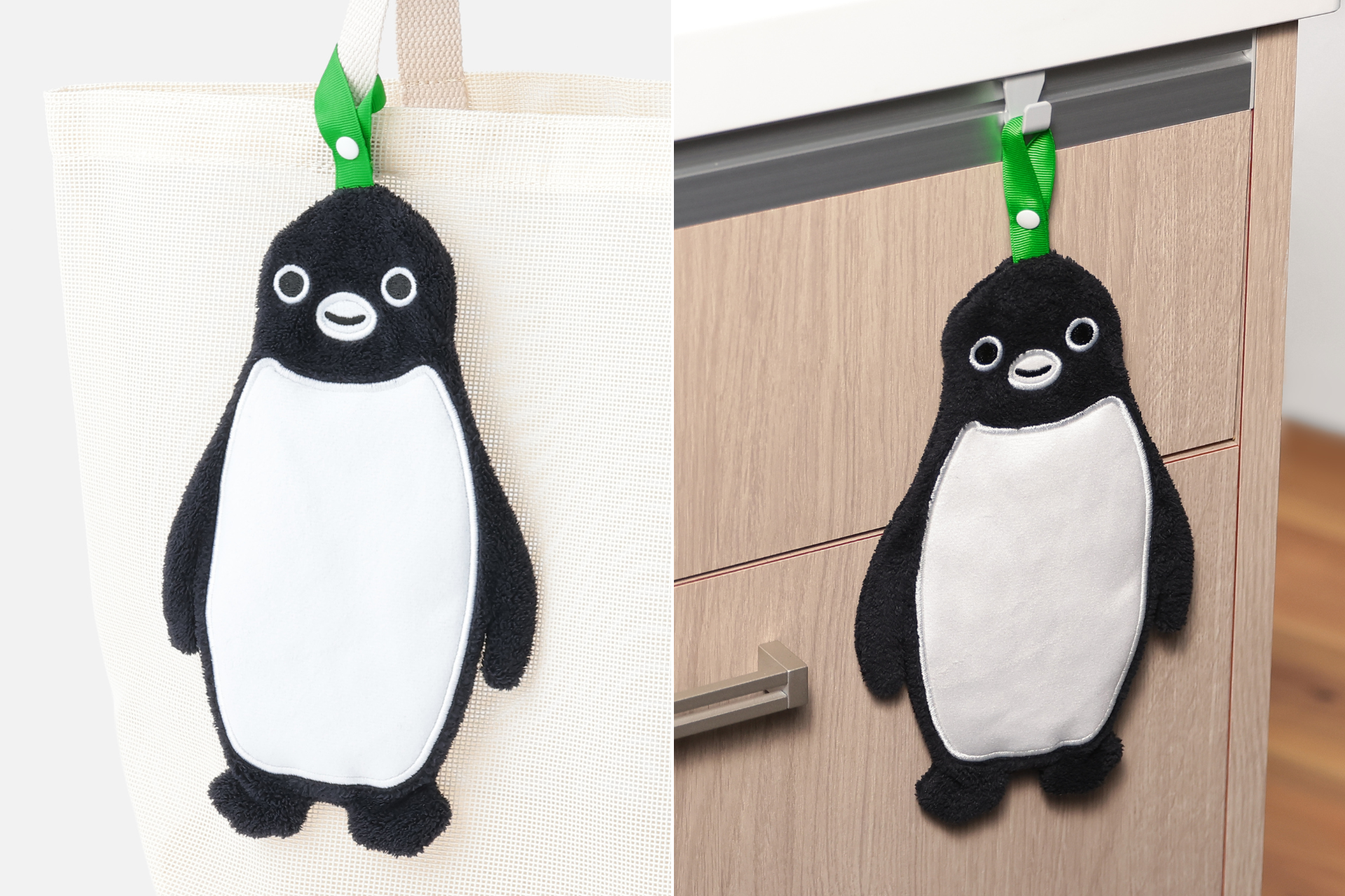 キャラふきタオルはマスコットのようなデザインや高い吸水性を備える。名前を記入するタグもついており、保育園や幼稚園などでも使える