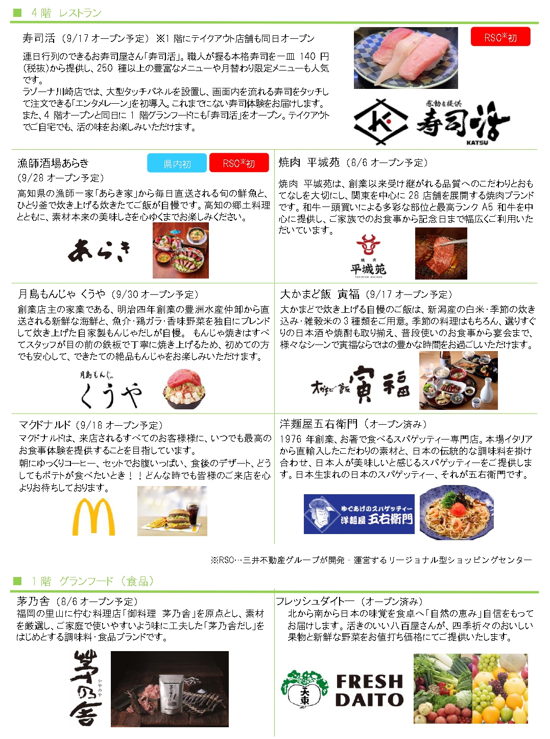 2026年6月から順次先行オープンの飲食・食物販10店舗