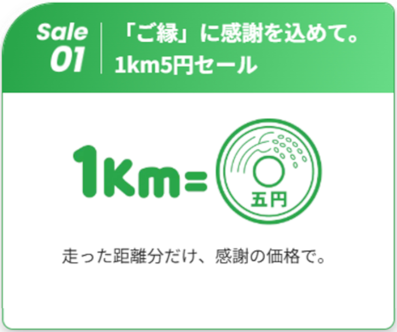 1km5円セール