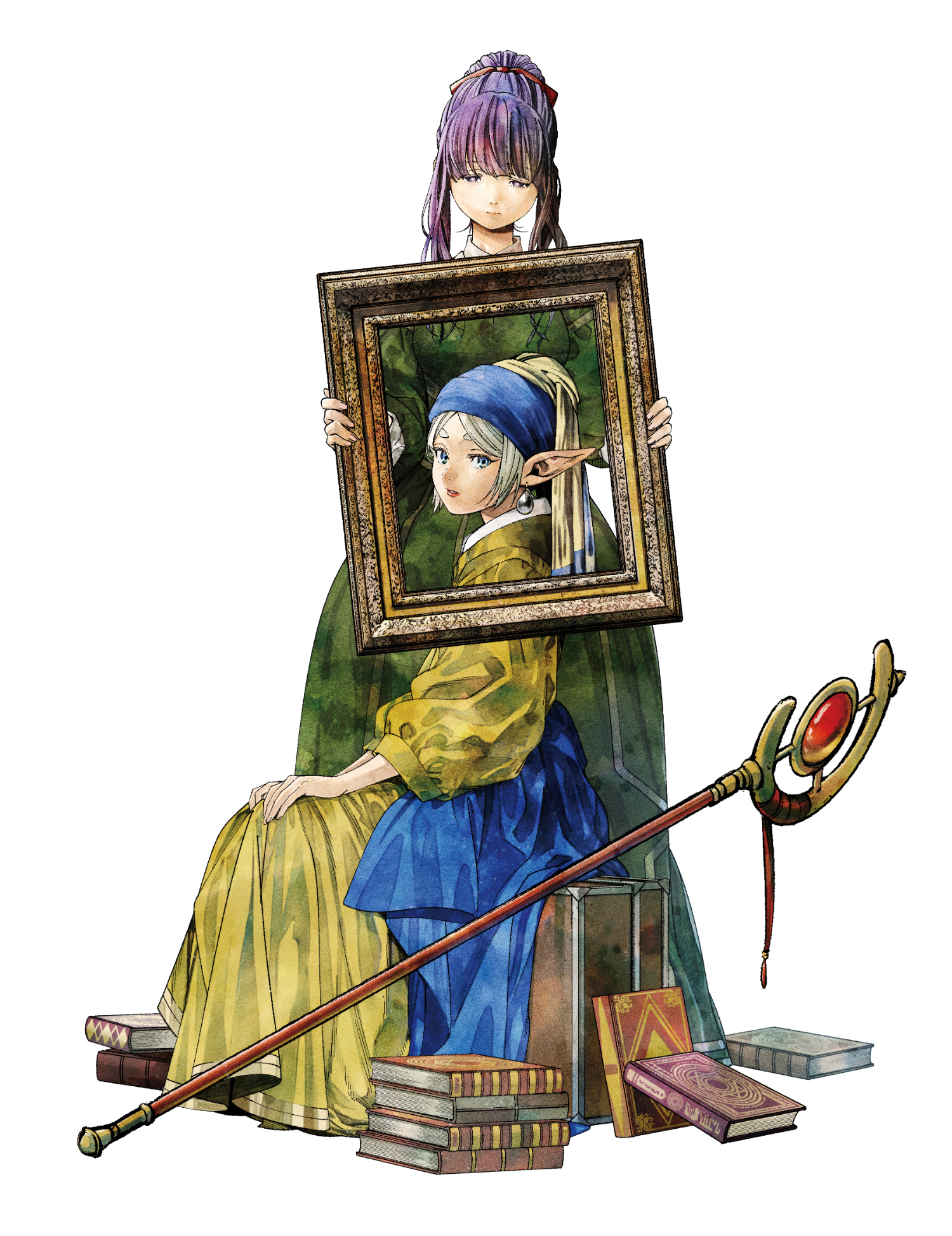 「葬送のフリーレン」と《真珠の耳飾りの少女》コラボのアベツカサ描き下ろしイラスト　&copy;山田鐘人・アベツカサ／小学館