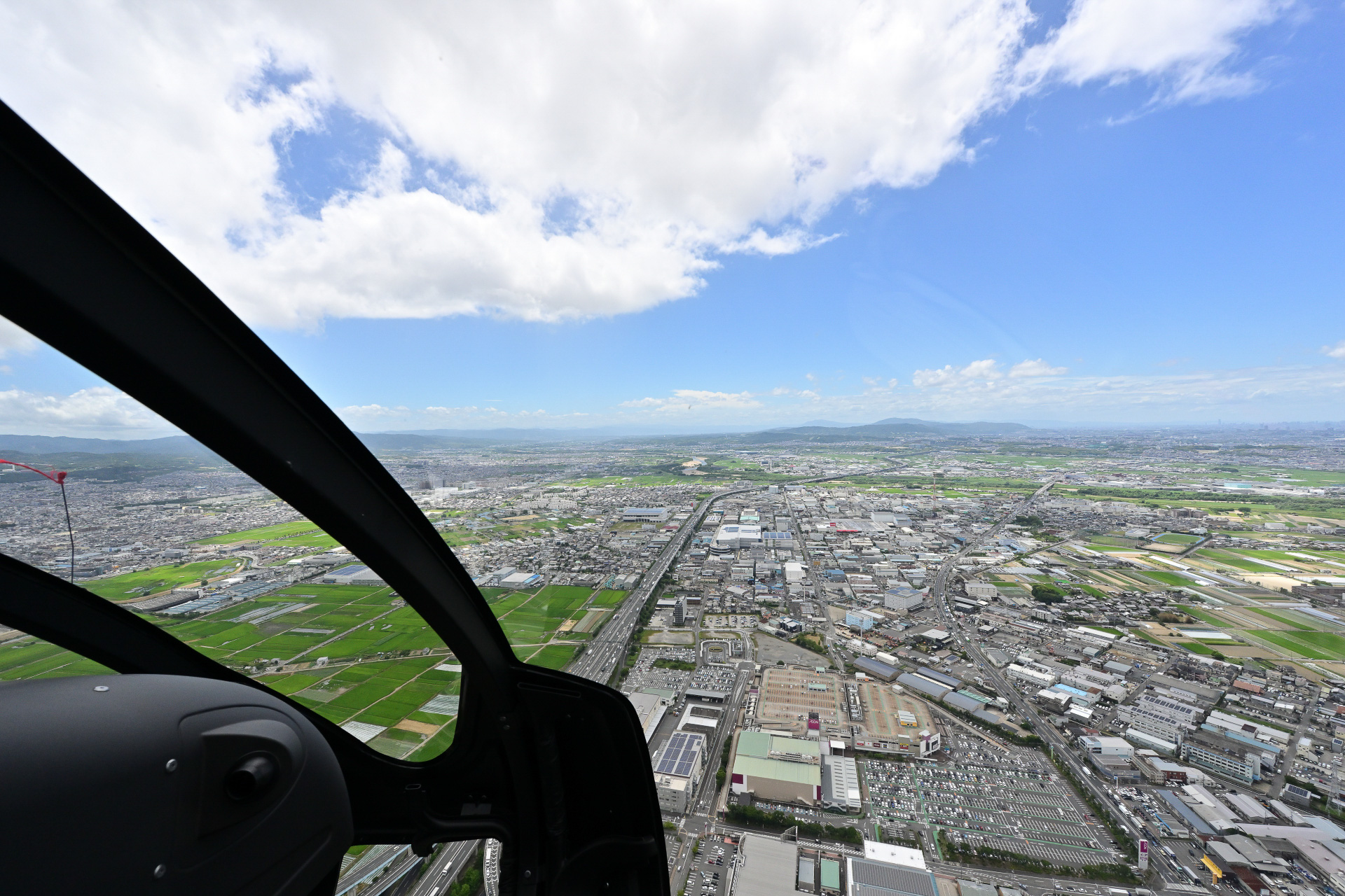 機内から見た京都府南部の市街地