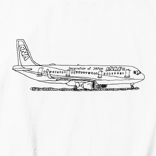 ANA×BEAMSコラボTシャツ「DREAMING OF HANEDA T-Shirt」。フロント/バックデザイン