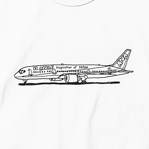ANA×BEAMSコラボTシャツ「FLOW T-Shirt」。フロント/バックデザイン