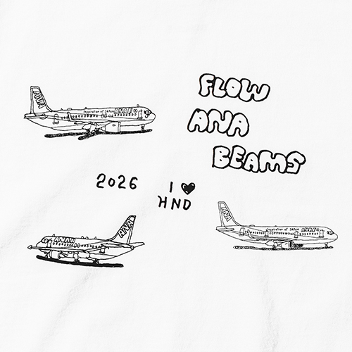 ANA×BEAMSコラボTシャツ「FLOW T-Shirt」。フロント/バックデザイン